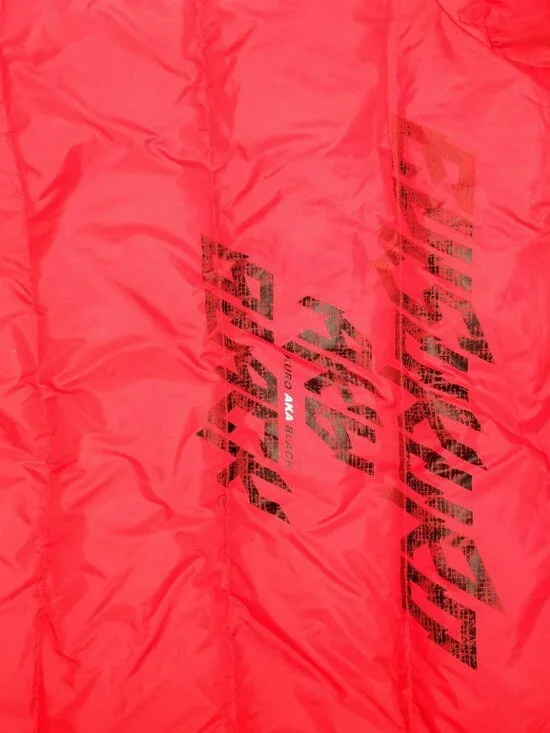 EVISUKURO Red Aka Black Puffer Jacket Men's Size Large Hooded Padded Coat - Picture 8 of 8